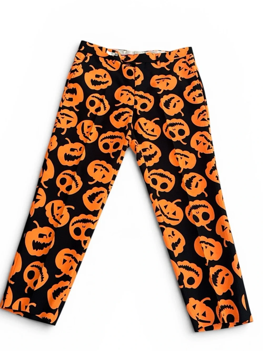 Adult Jack-O-Lantern Suit Orange Black Pumpkin Print Halloween Blazer
